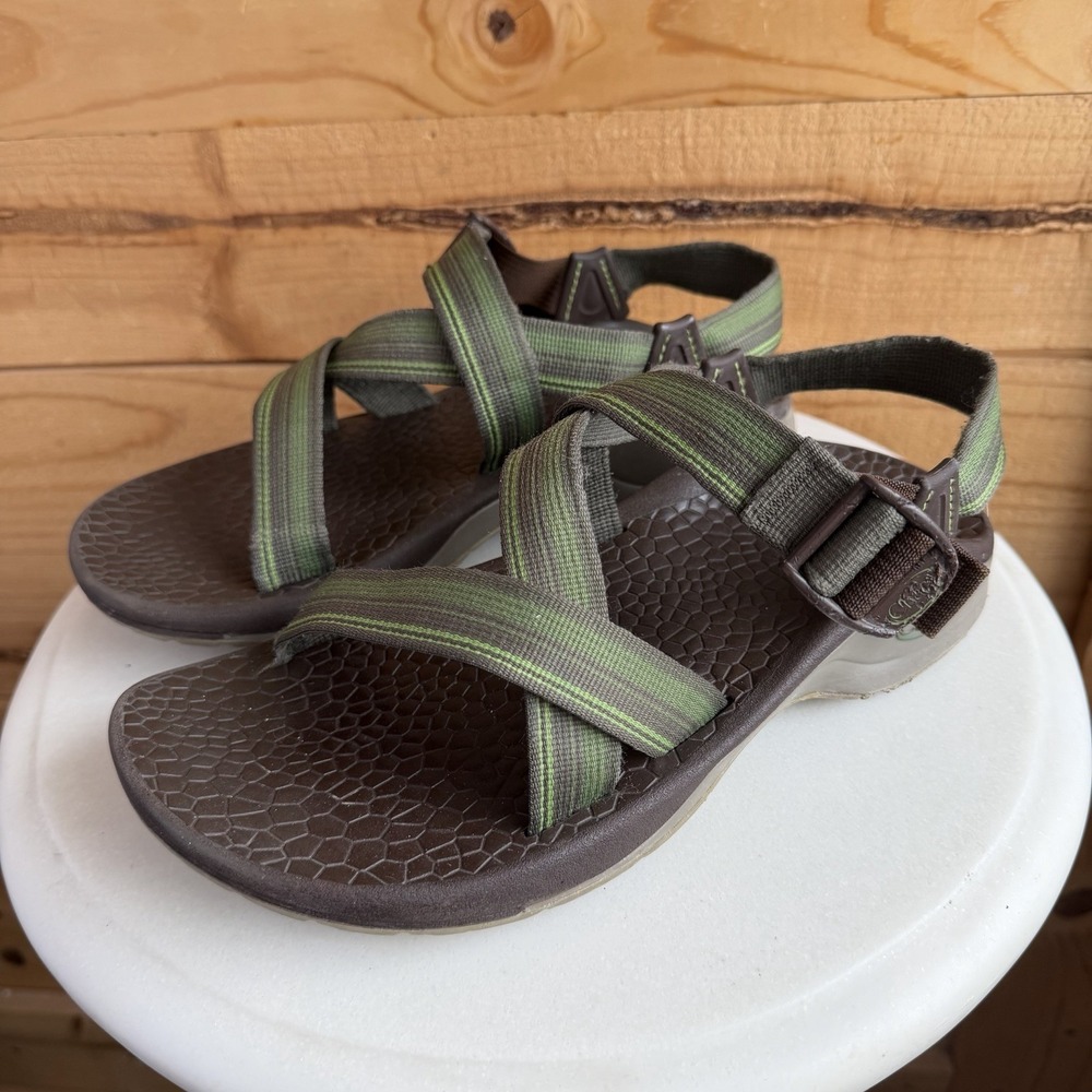 Green Chaco Sandals Mens Sz 9 Adjustable Straps *Scuffs* Hiking Gorpcore Water